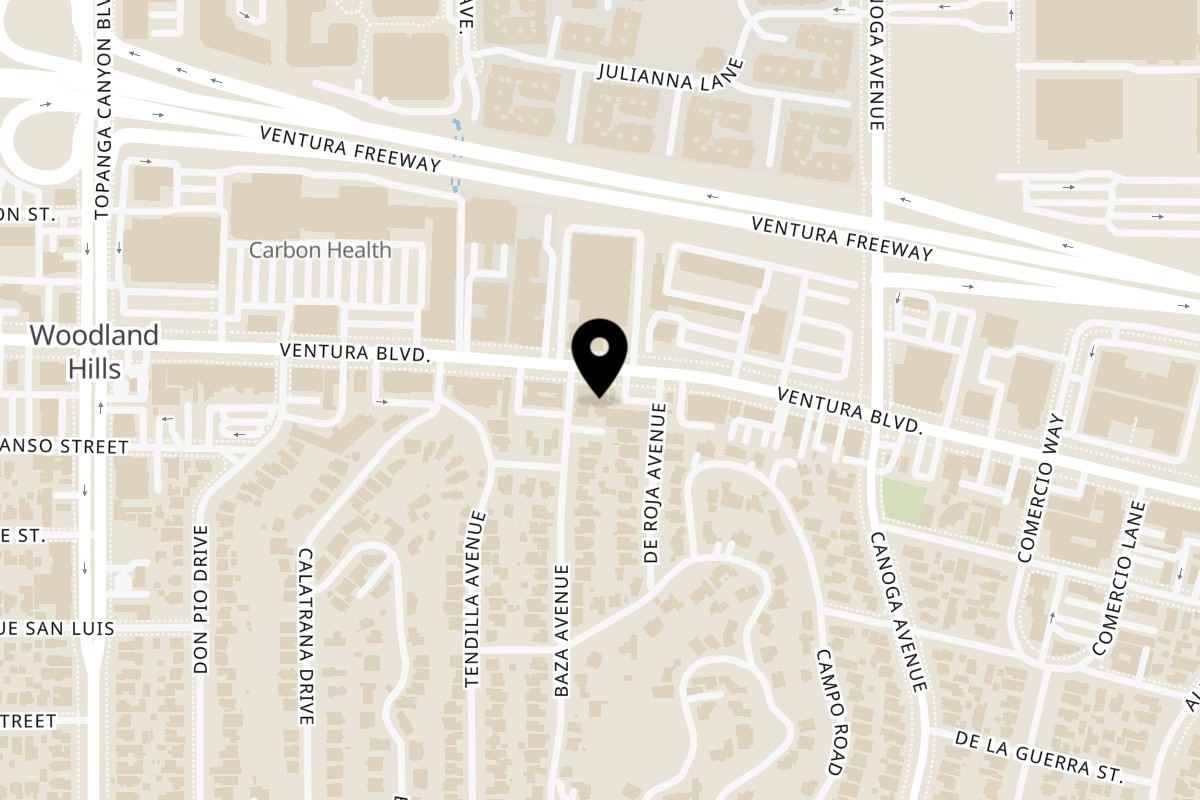 Map showing the location of The China Garden on 21618 Ventura Blvd in Woodland Hills